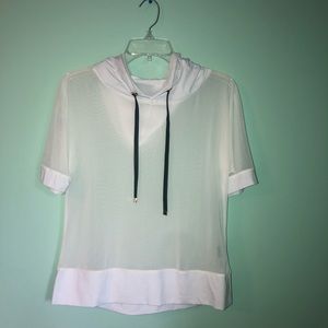 White Mesh Active Hooded Top